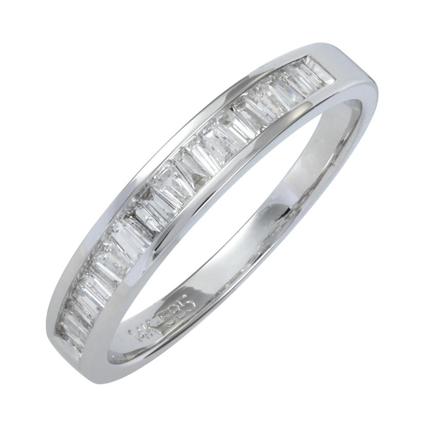 0.32 Ctw Diamond 14k White Gold Tap Baguette Shape Womens Wedding Band Ring