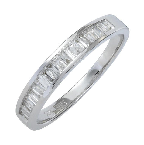 0.32 Ctw Diamond 14k White Gold Tap Baguette Shape Womens Wedding Band Ring