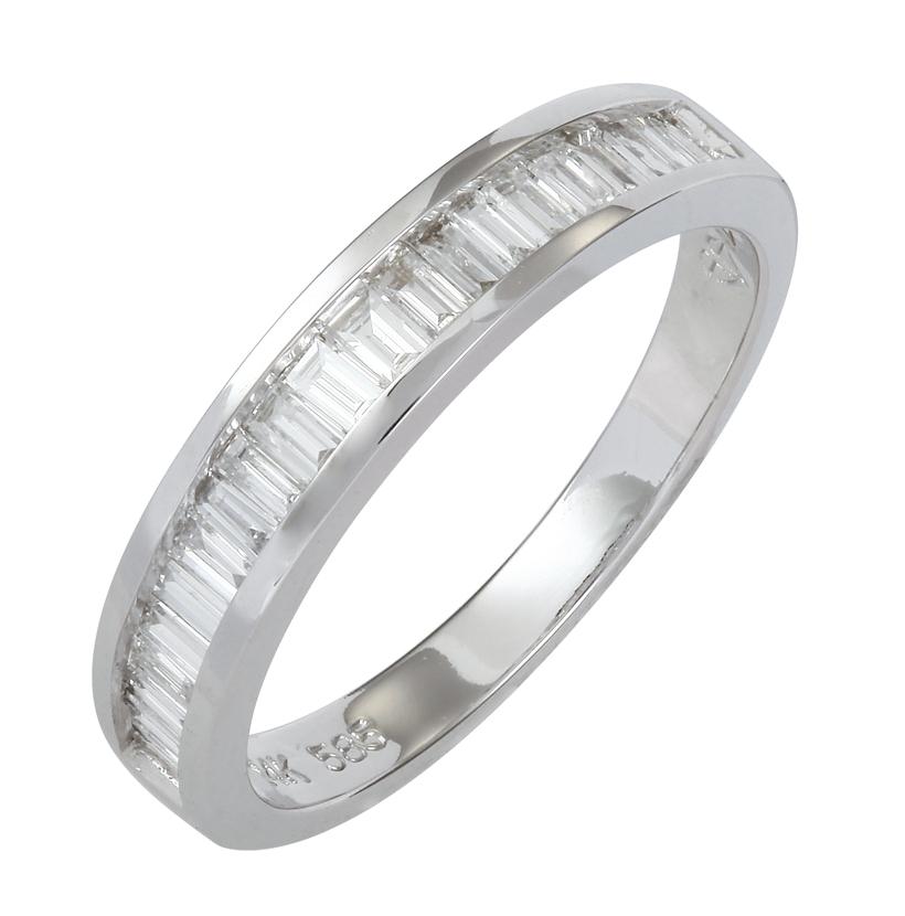 0.49 Ctw Diamond 14k White Gold Tap Baguette Shape Womens Wedding Band Ring
