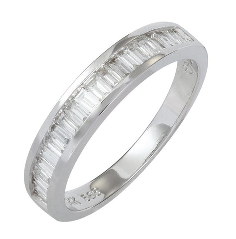 0.49 Ctw Diamond 14k White Gold Tap Baguette Shape Womens Wedding Band Ring
