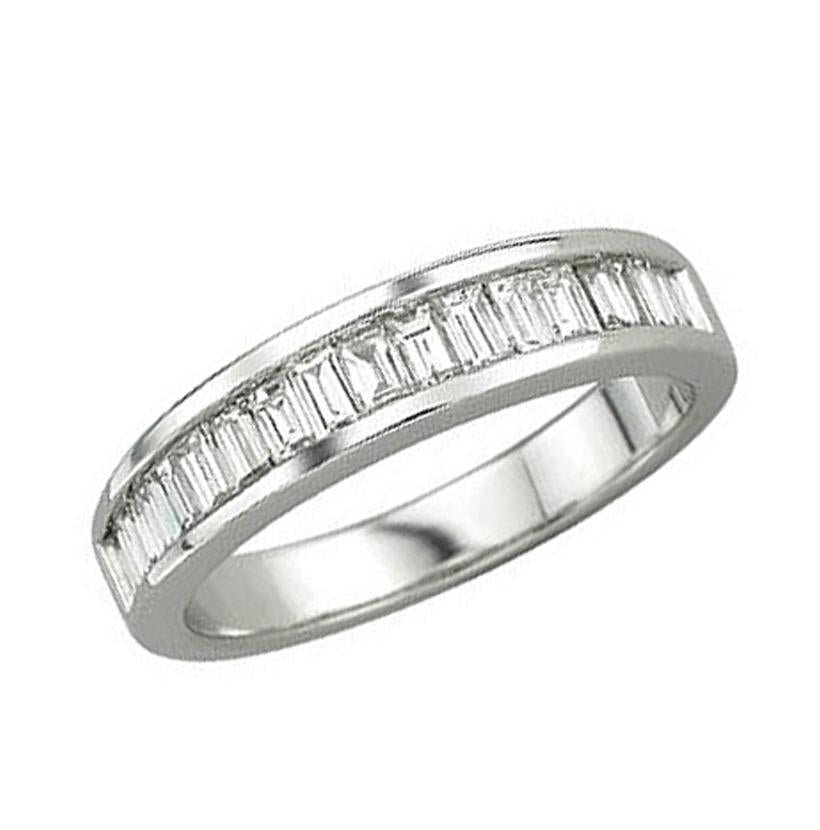 0.72 Ctw Diamond 14k White Gold Tap Baguette Shape Womens Wedding Band Ring