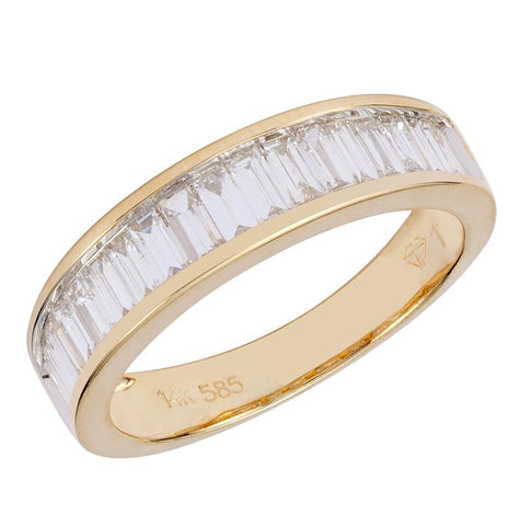 0.99 Ctw Diamond 14k Yellow Gold Baguette Shape Womens Wedding Band Ring