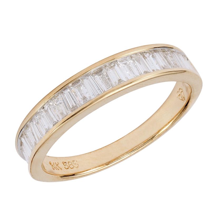 0.74 Ctw Diamond 14k Yellow Gold Baguette Shape Womens Wedding Band Ring