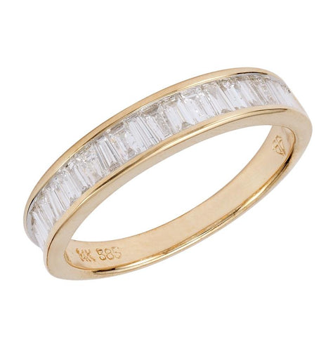 0.74 Ctw Diamond 14k Yellow Gold Baguette Shape Womens Wedding Band Ring