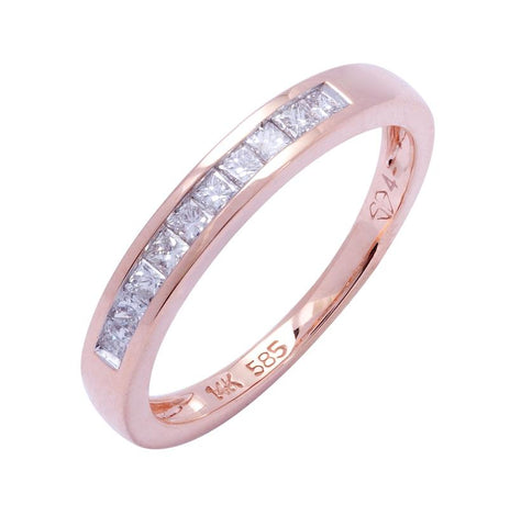 0.32 Ctw Diamond 14k Rose Gold Princess Shape Womens Wedding Band Ring