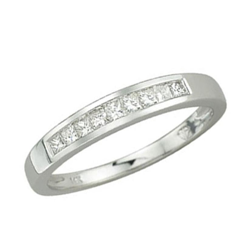 0.24 Ctw Diamond 14k White Gold Princess Shape Womens Wedding Band Ring