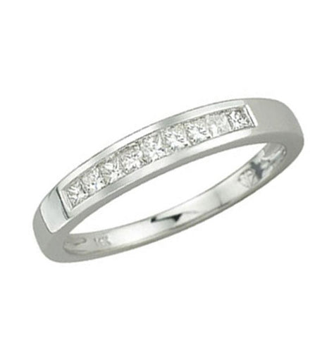 0.24 Ctw Diamond 14k White Gold Princess Shape Womens Wedding Band Ring