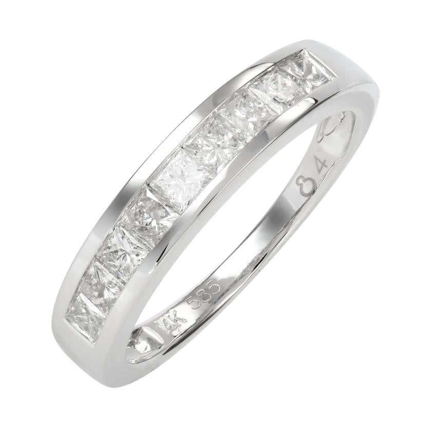 0.72 Ctw Diamond 14k White Gold Princess Shape Womens Wedding Band Ring