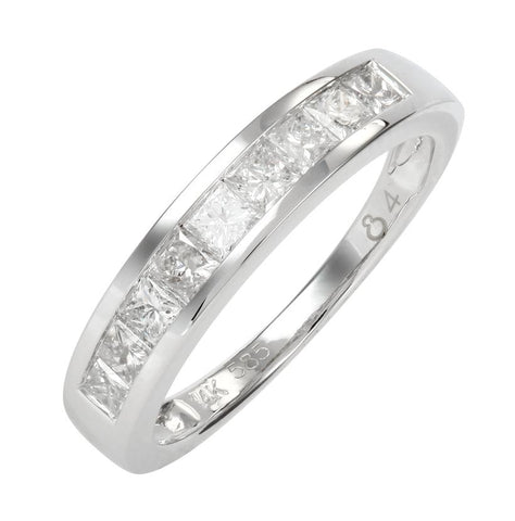 0.72 Ctw Diamond 14k White Gold Princess Shape Womens Wedding Band Ring