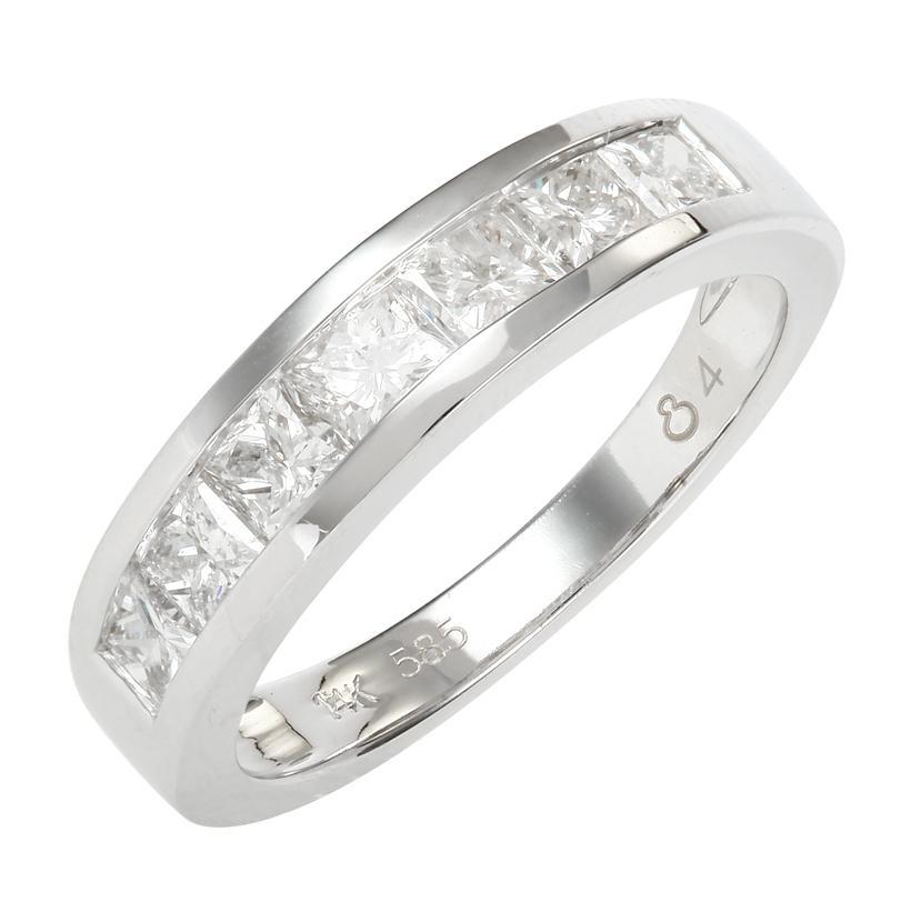 1.24 Ctw Diamond 14k White Gold Princess Shape Womens Wedding Band Ring