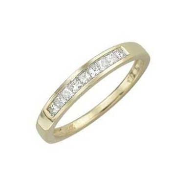 0.24 Ctw Diamond 14k Yellow Gold Princess Shape Womens Wedding Band Ring