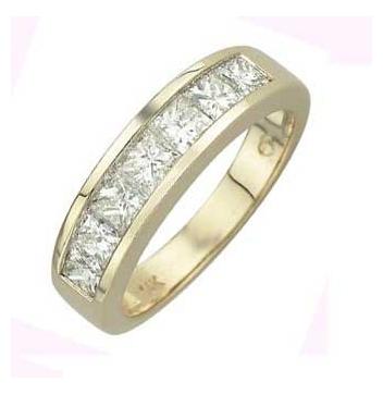 1.24 Ctw Diamond 14k Yellow Gold Princess Shape Womens Wedding Band Ring