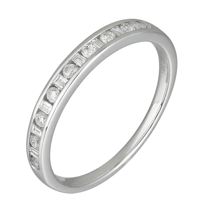 0.24 Ctw Diamond 14k White Gold Round Shape Womens Wedding Band Ring