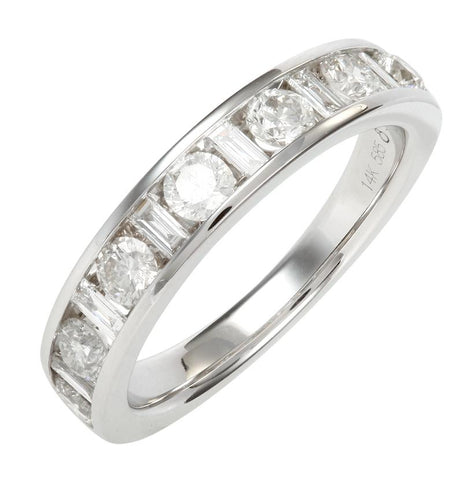 0.99 Ctw Diamond 14k White Gold Round Shape Womens Wedding Band Ring