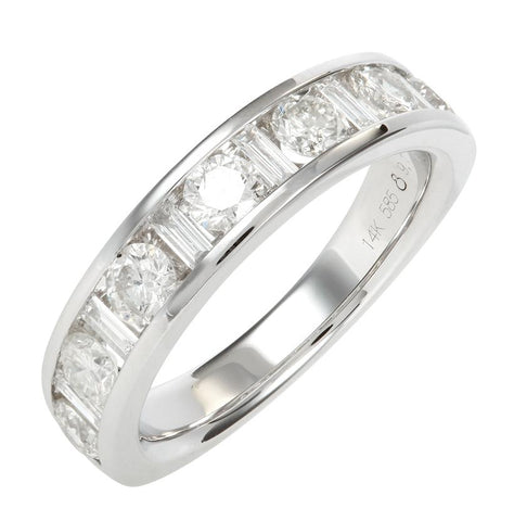 1.31 Ctw Diamond 14k White Gold Round Shape Womens Wedding Band Ring