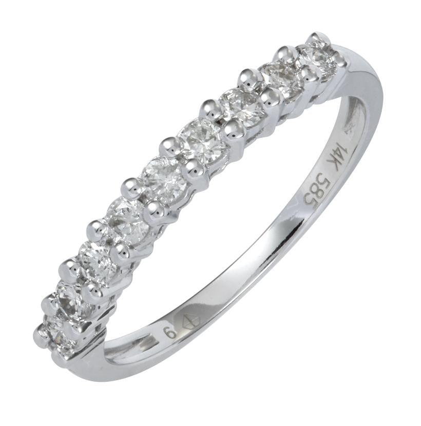 0.32 Ctw Diamond 14k White Gold Round Shape Womens Wedding Band Ring