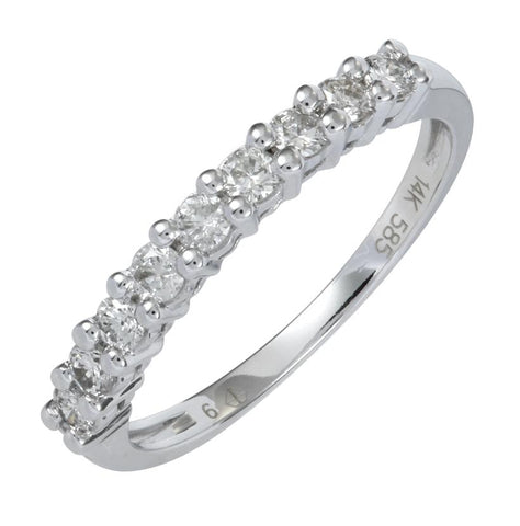 0.32 Ctw Diamond 14k White Gold Round Shape Womens Wedding Band Ring