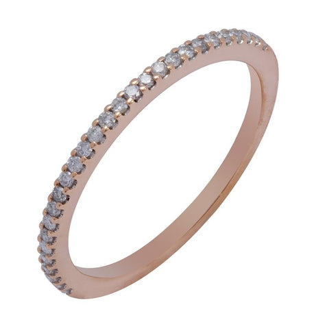 0.15 Ctw Diamond 14k Rose Gold Round Shape Womens Wedding Band Ring