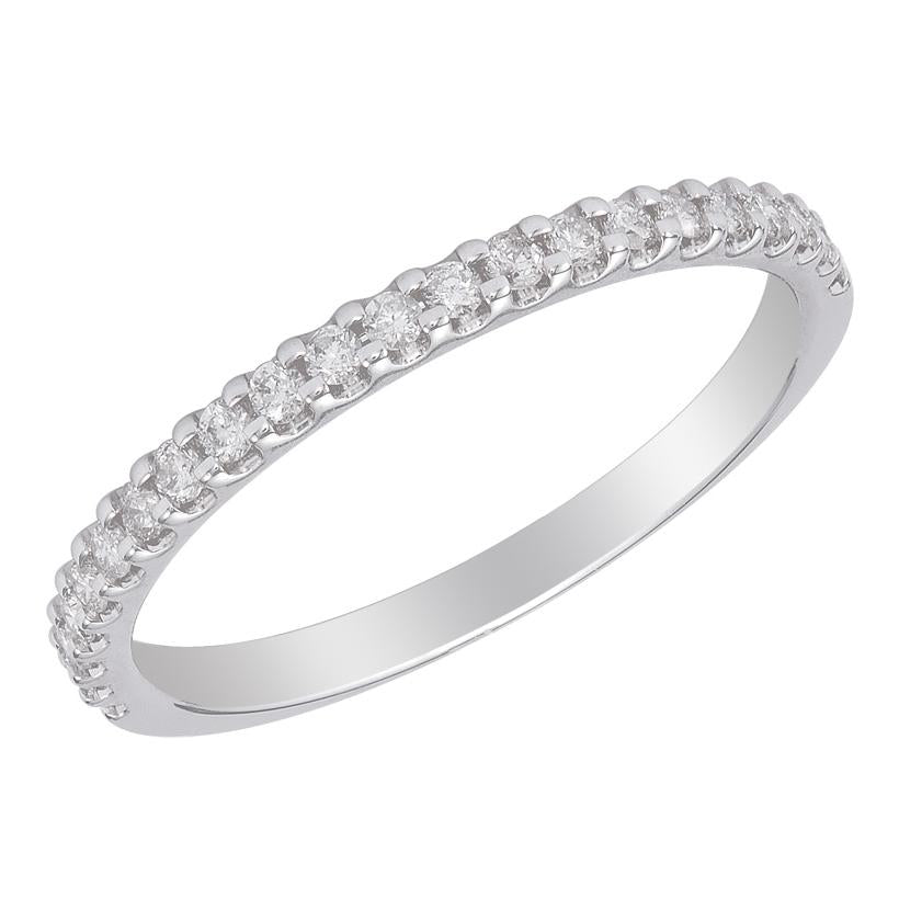 0.13 Ctw Diamond 14k White Gold Round Shape Womens Wedding Band Ring