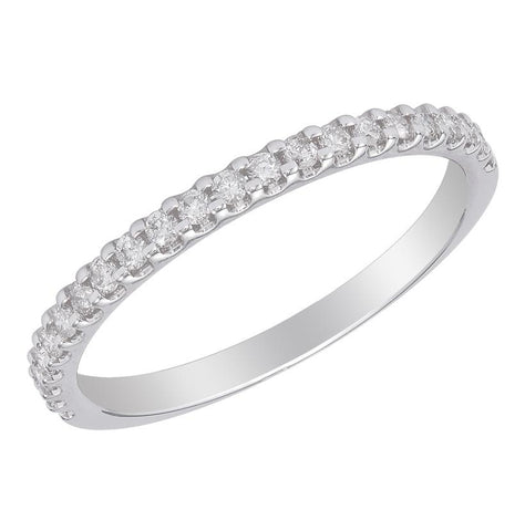 0.13 Ctw Diamond 14k White Gold Round Shape Womens Wedding Band Ring