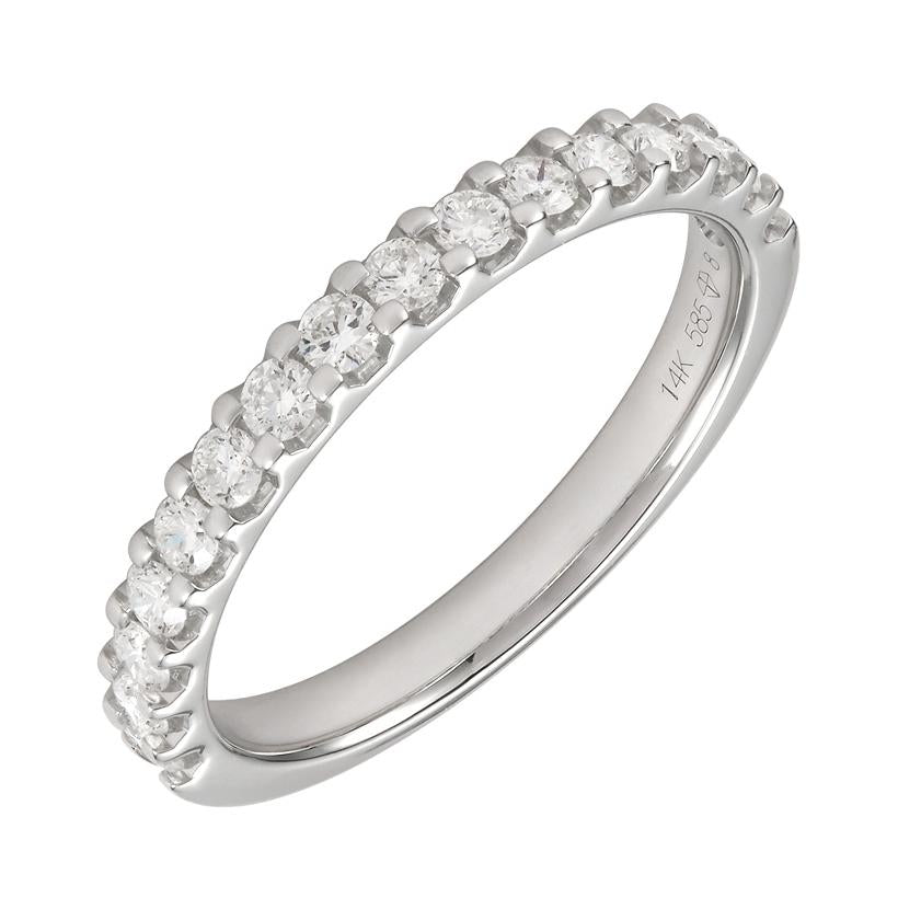 0.49 Ctw Diamond 14k White Gold Round Shape Womens Wedding Band Ring