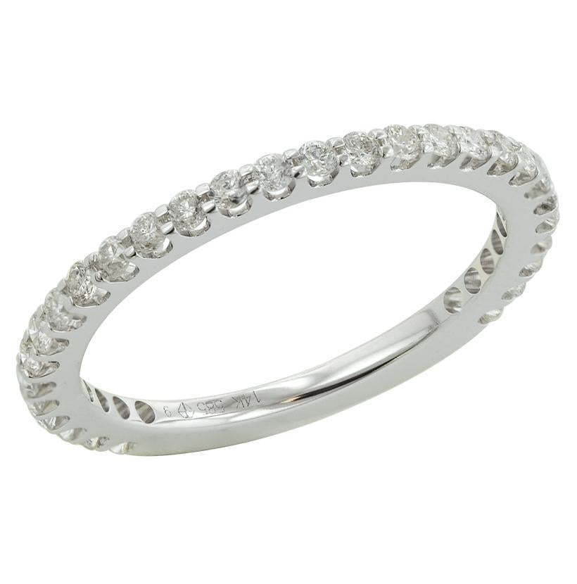 0.49 Ctw Diamond 14k White Gold Round Shape Womens Wedding Band Ring