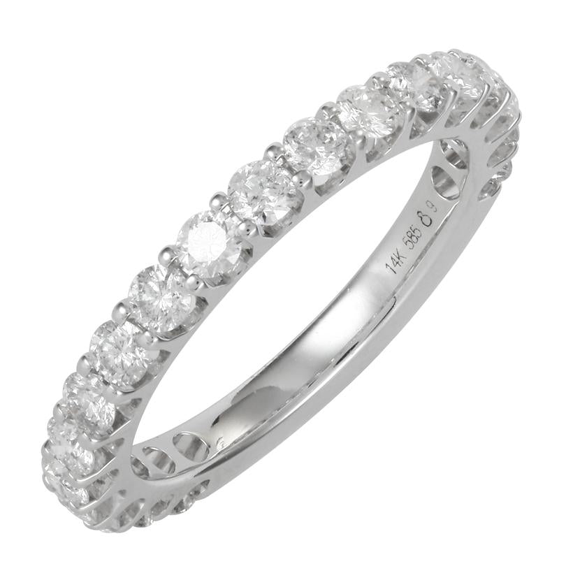 1.01 Ctw Diamond 14k White Gold Round Shape Womens Wedding Band Ring