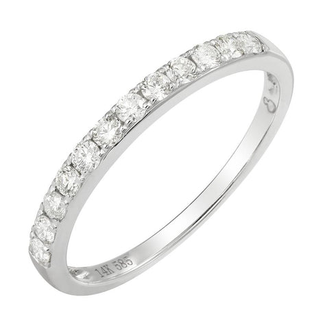 0.3 Ctw Diamond 14k White Gold Round Shape Womens Wedding Band Ring