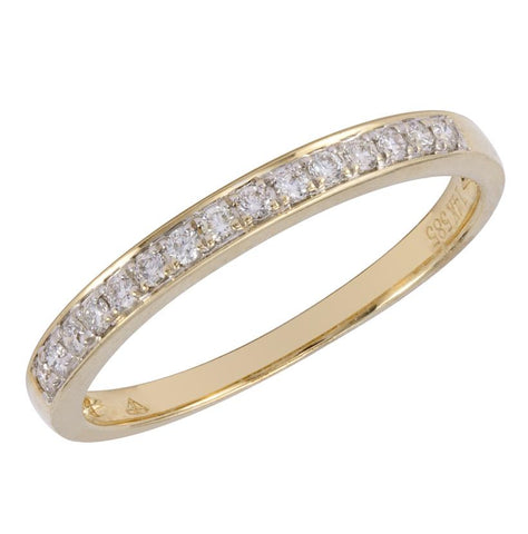 0.15 Ctw Diamond 14k Yellow Gold Round Shape Womens Wedding Band Ring