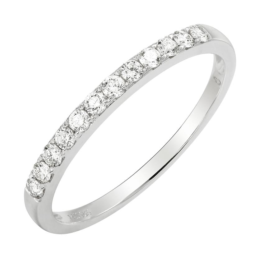0.22 Ctw Diamond 14k White Gold Round Shape Womens Wedding Band Ring