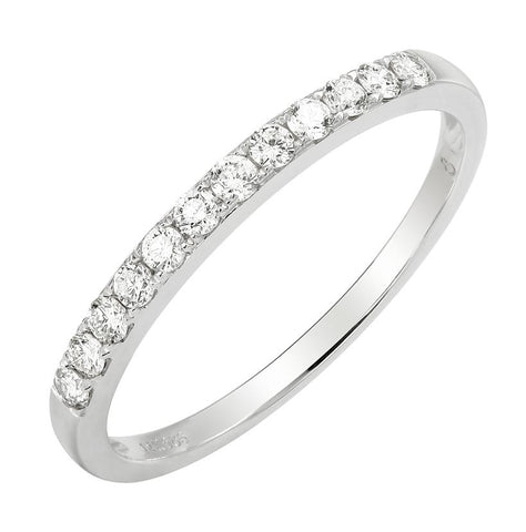 0.22 Ctw Diamond 14k White Gold Round Shape Womens Wedding Band Ring