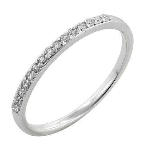 0.12 Ctw Diamond 14k White Gold Round Shape Womens Wedding Band Ring