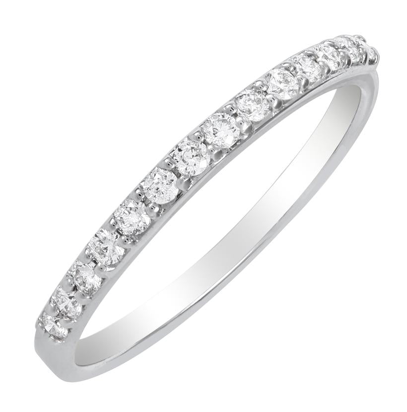 0.2 Ctw Diamond 14k White Gold Round Shape Womens Wedding Band Ring