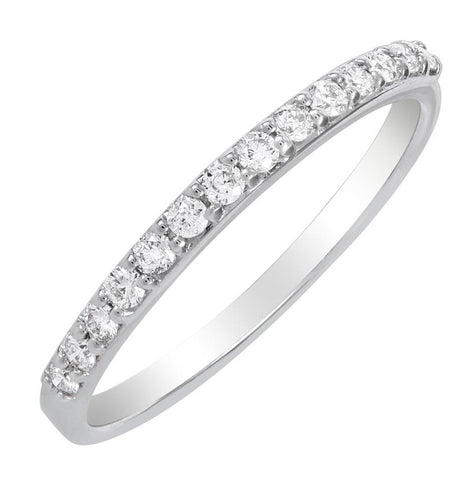 0.2 Ctw Diamond 14k White Gold Round Shape Womens Wedding Band Ring