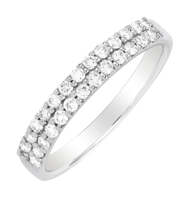 0.33 Ctw Diamond 14k White Gold Round Shape Womens Wedding Band Ring