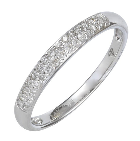 0.16 Ctw Diamond 14k White Gold Round Shape Womens Wedding Band Ring
