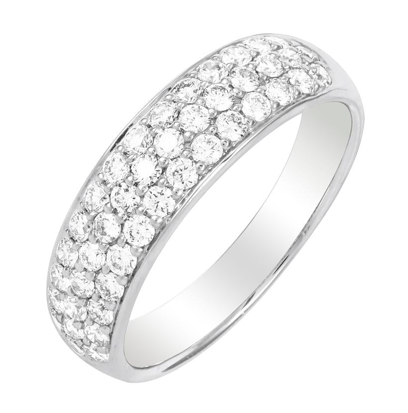 0.75 Ctw Diamond 14k White Gold Round Shape Womens Wedding Band Ring