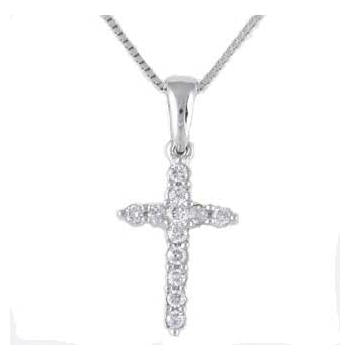 0.09 Ctw Diamond 14k White Gold Round Shape Womens Diamond Necklace