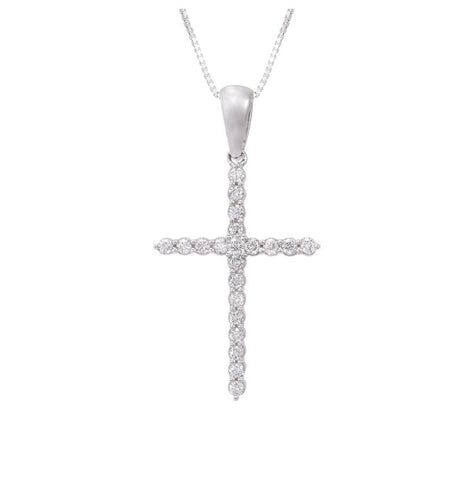 0.32 Ctw Diamond 14k White Gold Round Shape Womens Diamond Necklace