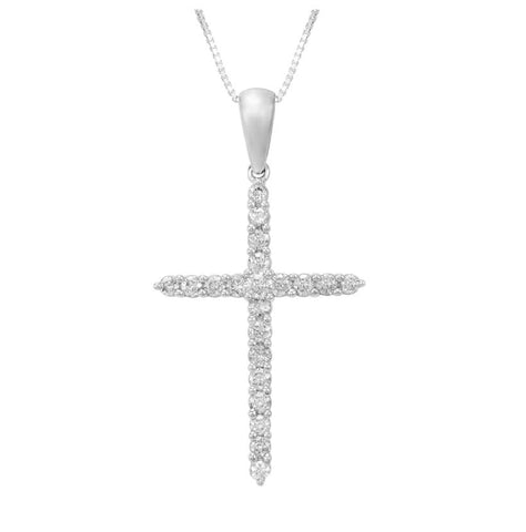 0.49 Ctw Diamond 14k White Gold Round Shape Womens Diamond Necklace