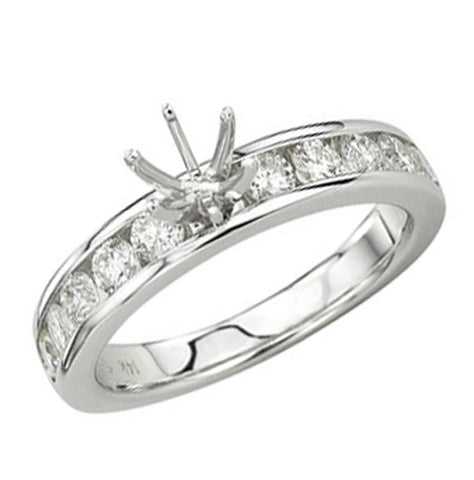0.74 Ctw Diamond 14k White Gold Round Shape Wedding Engagement Ring