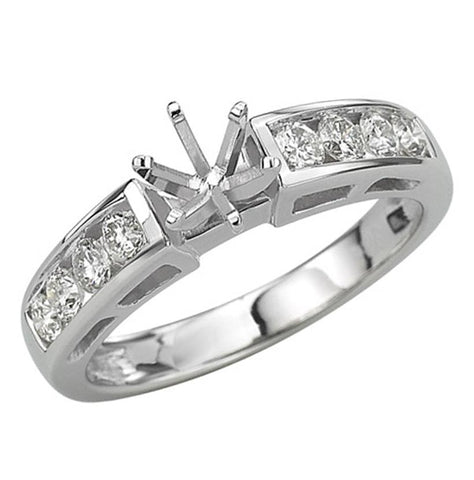 0.49 Ctw Diamond 14k White Gold Round Shape Wedding Engagement Ring