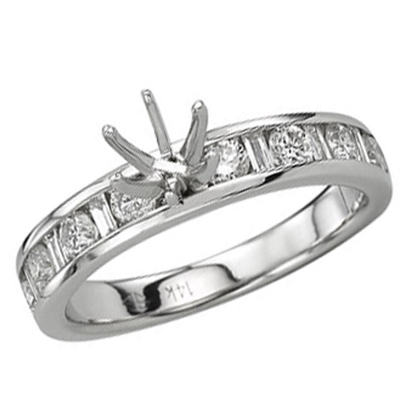 0.72 Ctw Diamond 14k White Gold Round Shape Wedding Engagement Ring