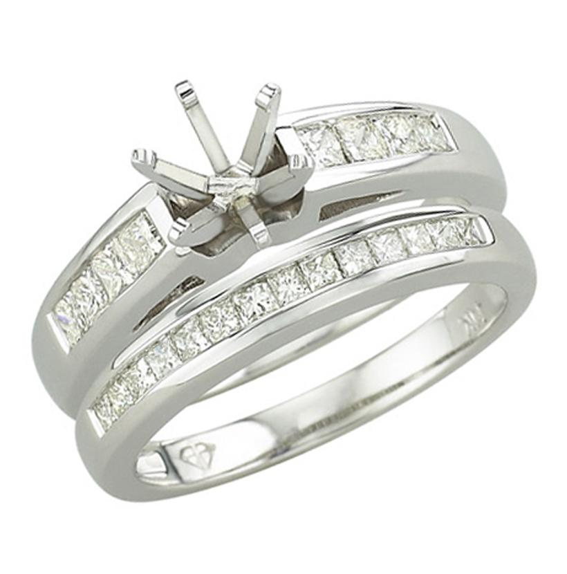 0.74 Ctw Diamond 14k White Gold Princess Shape Wedding Engagement Ring
