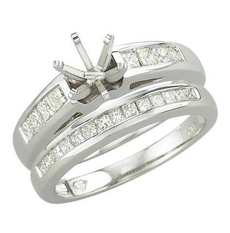 0.74 Ctw Diamond 14k White Gold Princess Shape Wedding Engagement Ring
