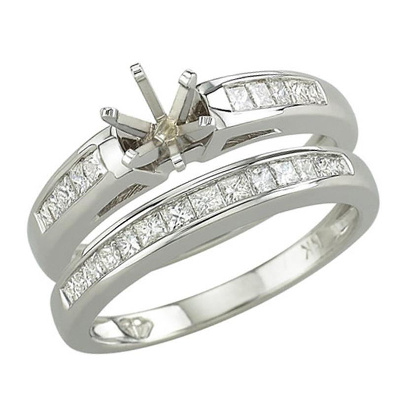 0.51 Ctw Diamond 14k White Gold Princess Shape Wedding Engagement Ring