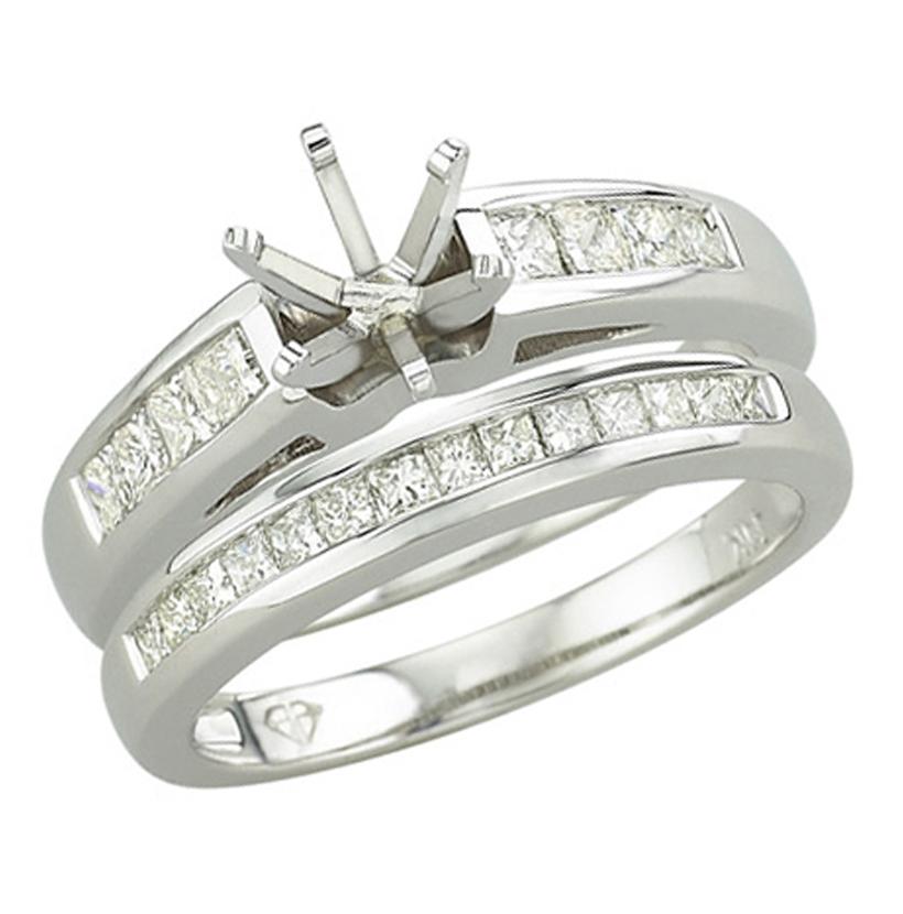 0.73 Ctw Diamond 14k White Gold Princess Shape Wedding Engagement Ring