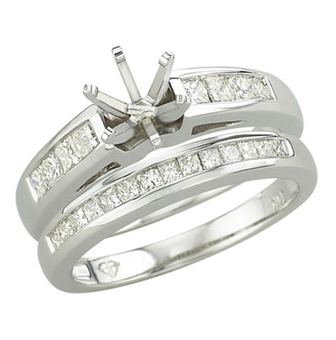 0.73 Ctw Diamond 14k White Gold Princess Shape Wedding Engagement Ring