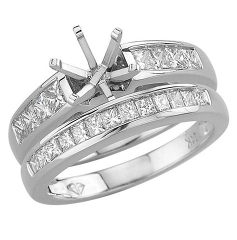 0.99 Ctw Diamond 14k White Gold Princess Shape Wedding Engagement Ring