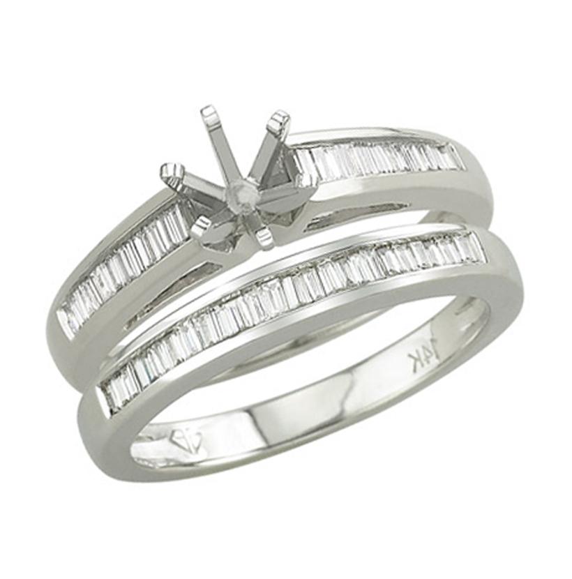 0.32 Ctw Diamond 14k White Gold Tap Baguette Shape Wedding Engagement Ring